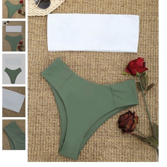 Other - High Cut Two Tone Bandeau Bikini Set